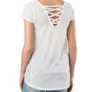 Almost Famous U-Neck White Gauze Lace Crochet Top